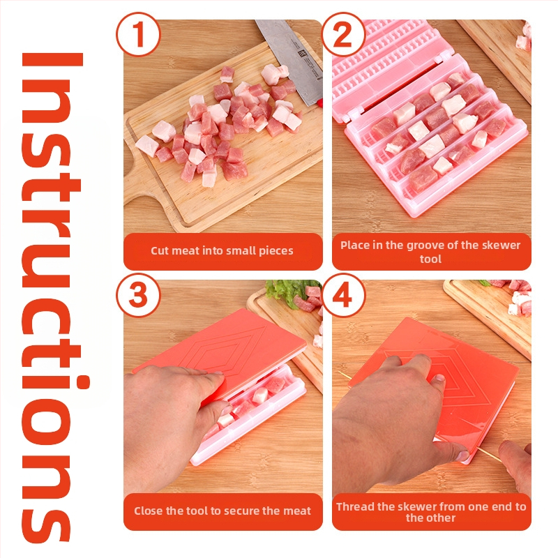 Sada grilovacích špízov — String Duoduo, PP, 120 ks, opakovane použiteľné, 4 rady rýchleho napichovania, nový čínsky štýl