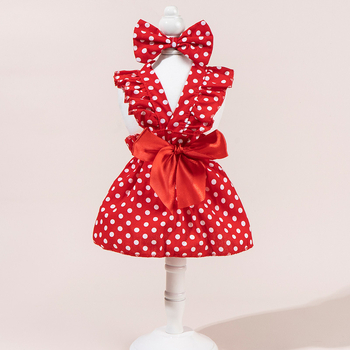 Fustă pentru animale de companie cu buline, pentru câini și pisici, rochie de seară pentru pisică, amestec bumbac-poliester