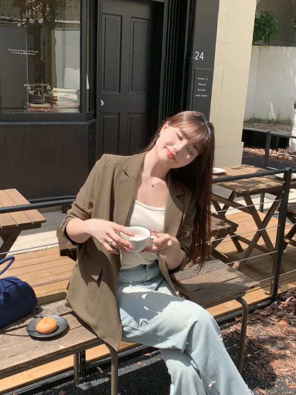 Női koreai stílusú zakó poliészterből, őszi 2025 kiadás, ingázó munka stílus, zakó gallér