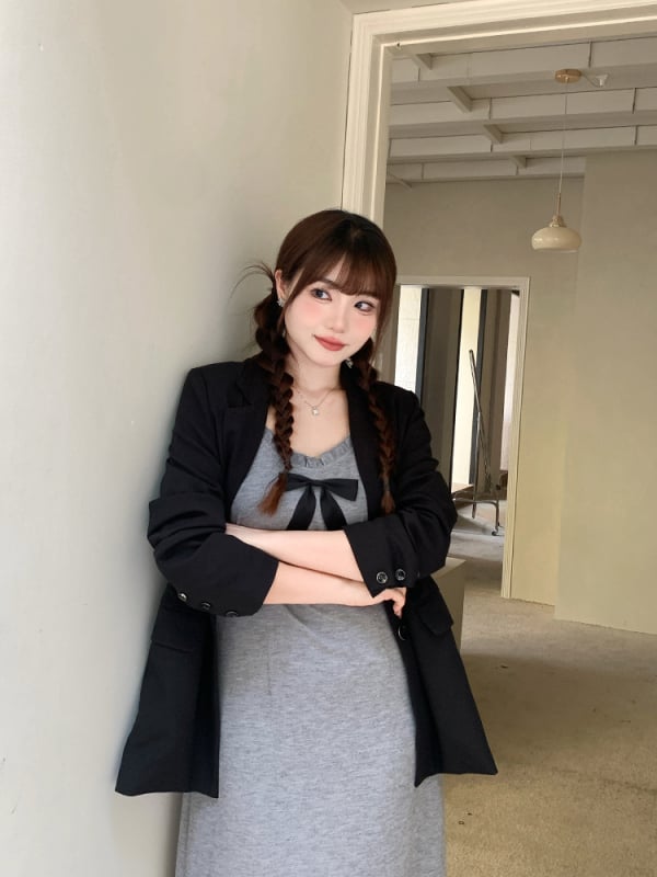 Női koreai stílusú zakó poliészterből, őszi 2025 kiadás, ingázó munka stílus, zakó gallér