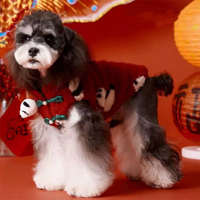 Novogodišnje odijelo za male pse i mačke: Schnauzer, Toy pudla, Bišon, Pomeranac, bezrukava jakna s panda uzorkom.