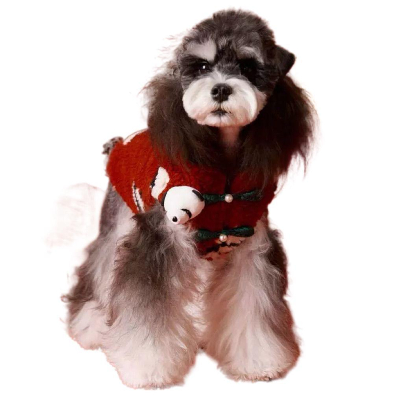 Novogodišnje odijelo za male pse i mačke: Schnauzer, Toy pudla, Bišon, Pomeranac, bezrukava jakna s panda uzorkom.