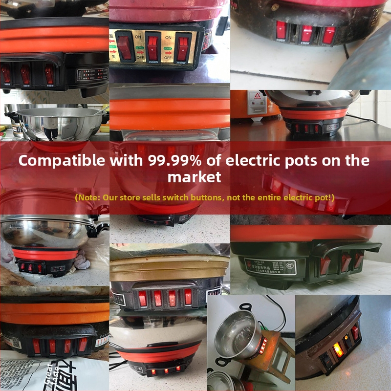 Elektrický vypínač pre elektrický hrniec s LED tlačidlom v tvare lode, 500W/800W/2100W (IP50)