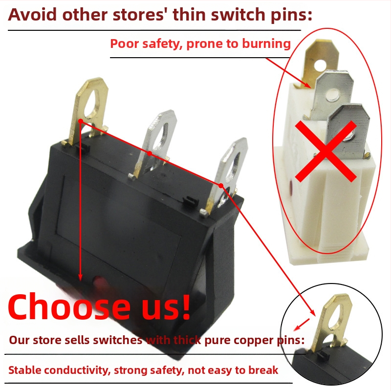 Elektrický vypínač pre elektrický hrniec s LED tlačidlom v tvare lode, 500W/800W/2100W (IP50)