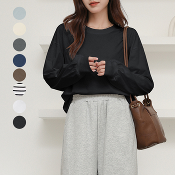 Tricou damă lejer cu mâneci lantern, guler cu volan, pulover, bumbac