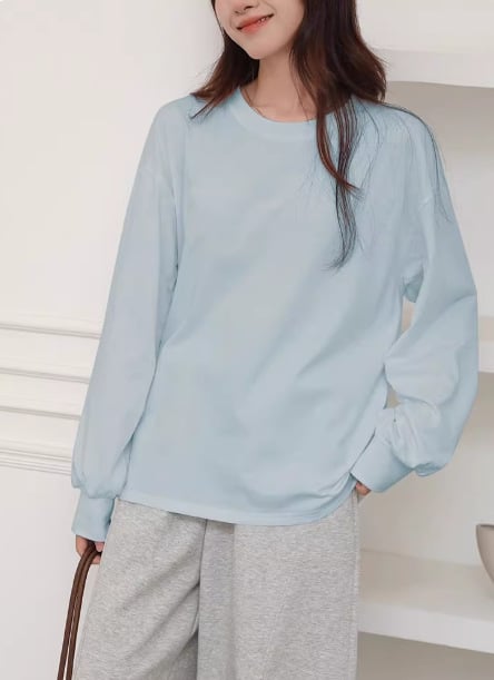 Tricou damă lejer cu mâneci lantern, guler cu volan, pulover, bumbac