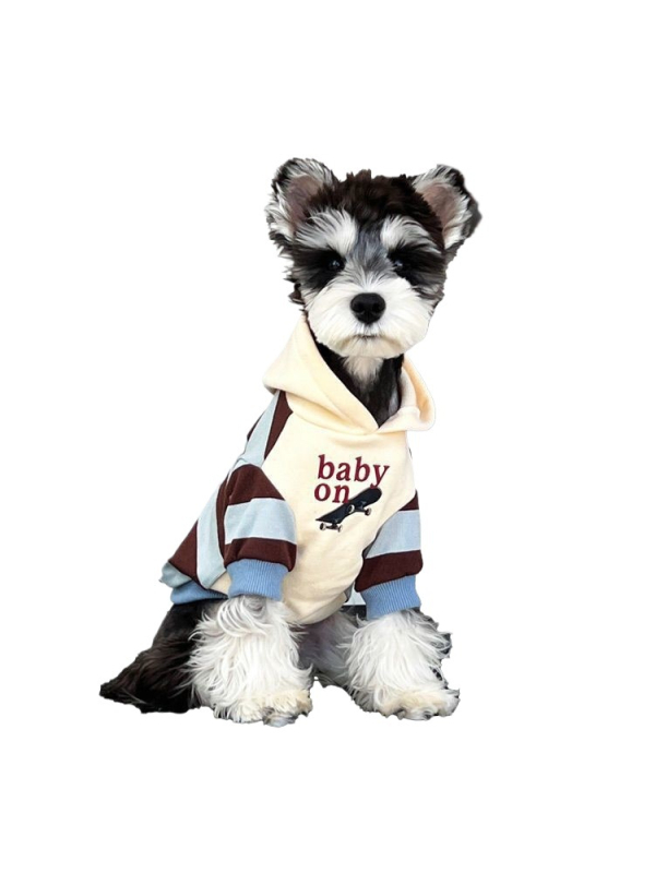 Odjeća za pse za jesen/zimu, topla debela tkanina s prugastim patchwork dizajnom; materijal: sweatshirt tkanina; univerzalno za sve pasmine