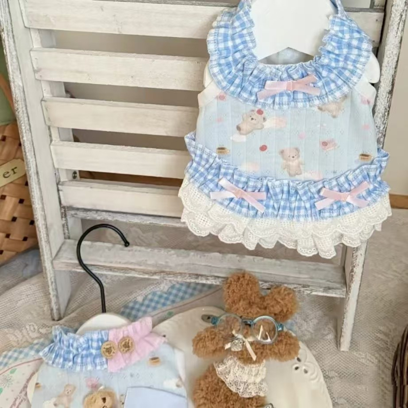 Gilet za kućne ljubimce u stilu para s plavim medvjedićem, za male i srednje pse i mačke