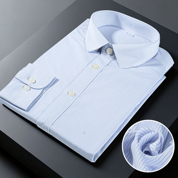 Egyedi Slim-fit ing férfiak és nők számára, pamutkeverék, lélegző, vasalásmentes, hosszú ujjú, reveres gallér, OEM