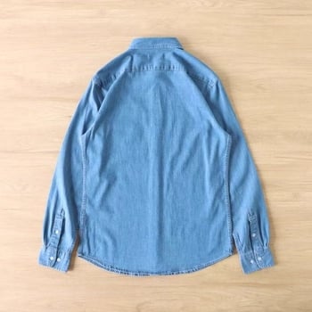 Muška košulja od pamuk denima s dugim rukavima i dvostrukim džepovima, 20-count pamuk, Turn-Down ovratnik, Topstitching, casual proljeće–jesen