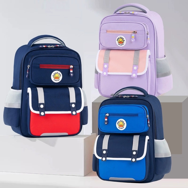 Ghiozdan școlar pentru clasele 1–6, reducere a greutății, protecția coloanei, bretele de umăr cu pernă de aer, poliester