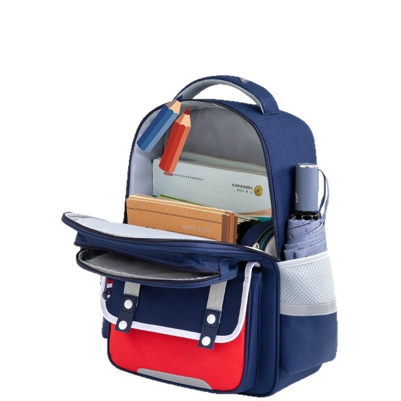 Ghiozdan școlar pentru clasele 1–6, reducere a greutății, protecția coloanei, bretele de umăr cu pernă de aer, poliester