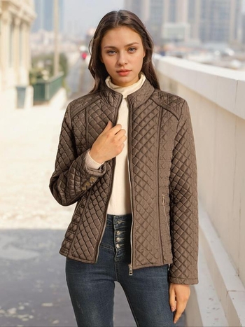 M6301 Jakna – prošiveni windbreaker sa zatvaračem, za muškarce, stojeći ovratnik, uski kroj, džepovi