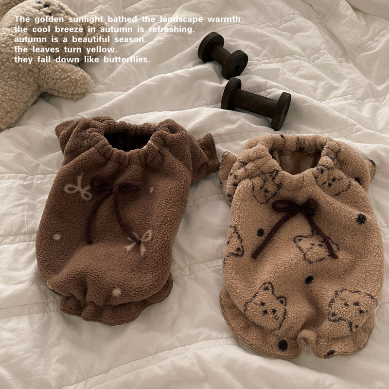 Odjeća za kućne ljubimce za pse i mačke, jesen–zima dvostrano fleece topla kućna odjeća, korejsko-japanski stil, Teddy Bichon pidžama