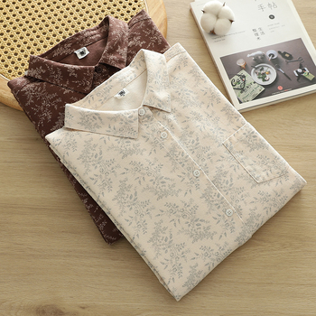 Cămașă cu imprimeu floral, bumbac, croială lejeră, lungime 50-65 cm