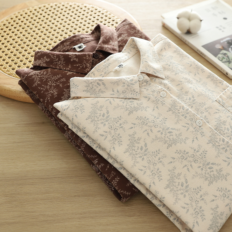 Cămașă cu imprimeu floral, bumbac, croială lejeră, lungime 50-65 cm