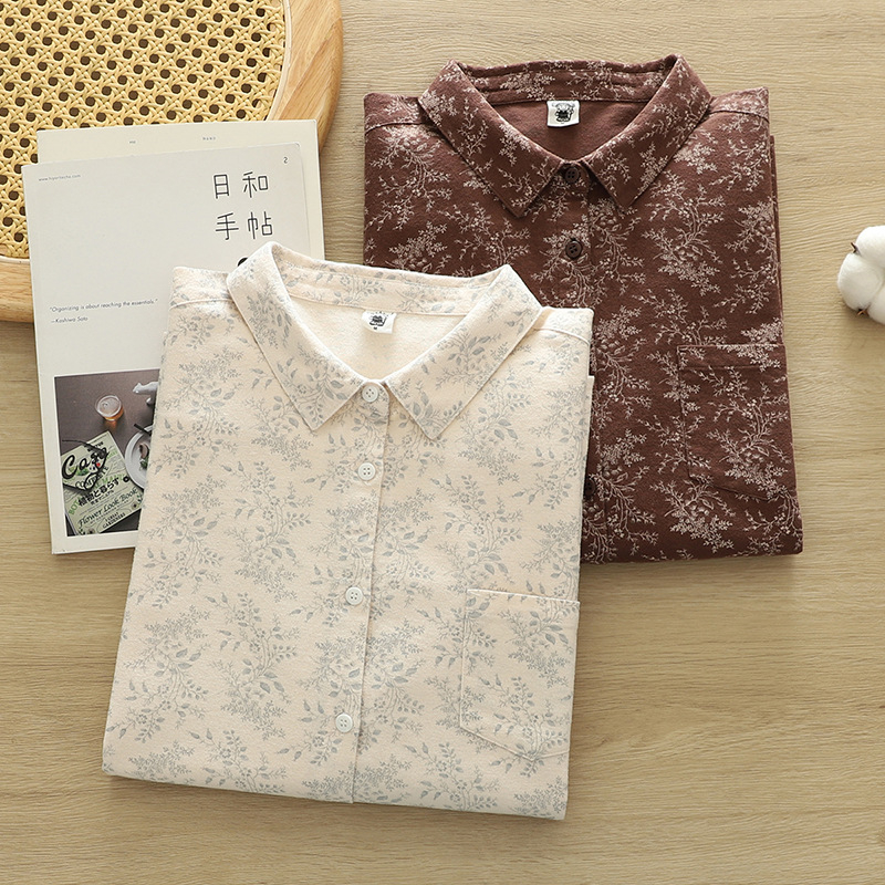 Cămașă cu imprimeu floral, bumbac, croială lejeră, lungime 50-65 cm