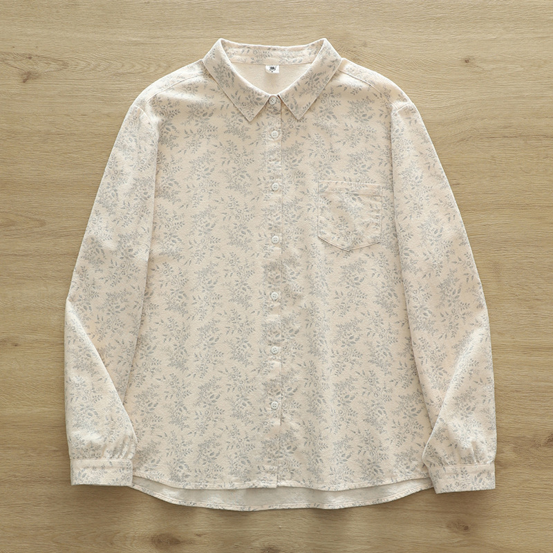 Cămașă cu imprimeu floral, bumbac, croială lejeră, lungime 50-65 cm