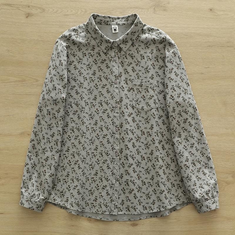 Cămașă cu imprimeu floral, bumbac, croială lejeră, lungime 50-65 cm