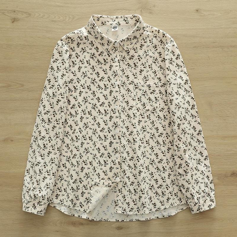 Cămașă cu imprimeu floral, bumbac, croială lejeră, lungime 50-65 cm