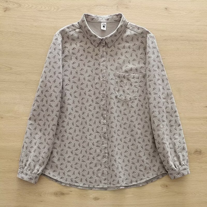 Cămașă cu imprimeu floral, bumbac, croială lejeră, lungime 50-65 cm