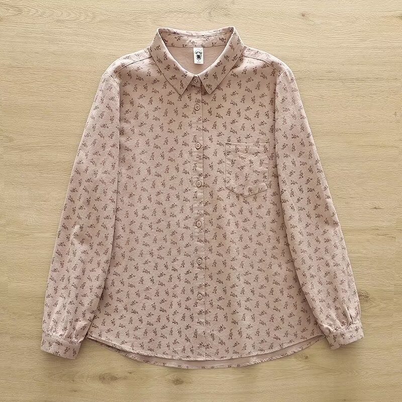 Cămașă cu imprimeu floral, bumbac, croială lejeră, lungime 50-65 cm