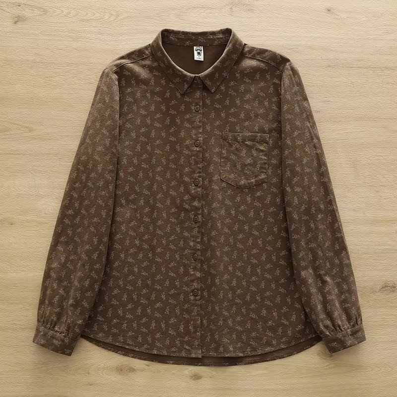 Cămașă cu imprimeu floral, bumbac, croială lejeră, lungime 50-65 cm