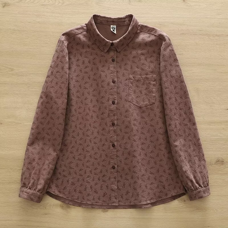 Cămașă cu imprimeu floral, bumbac, croială lejeră, lungime 50-65 cm