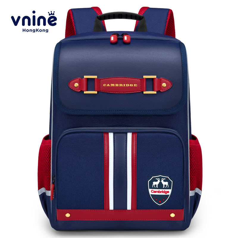 Ninth City školska torba za osnovnu školu, razredi 1–6, velik kapacitet, unisex, ergonomski stražnji panel, zaštita kralježnice, britanski stil, prugasti dizajn