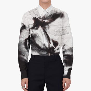 Muška košulja s dugim rukavima, slim-fit, print životinja, šiljasti ovratnik, otporna na nabore