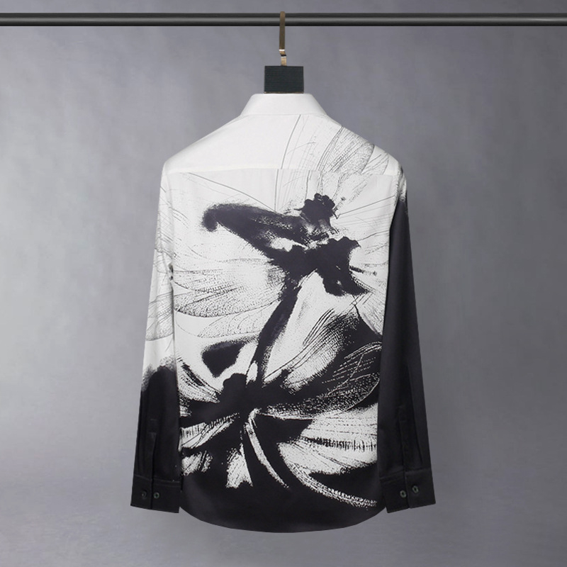Muška košulja s dugim rukavima, slim-fit, print životinja, šiljasti ovratnik, otporna na nabore