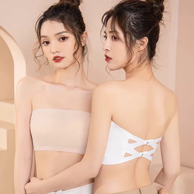 Bustier bandeau fără bretele – Cupă completă, Cupe subțiri modelate, Ice Silk țesătură, respirabil, anti-alunecare