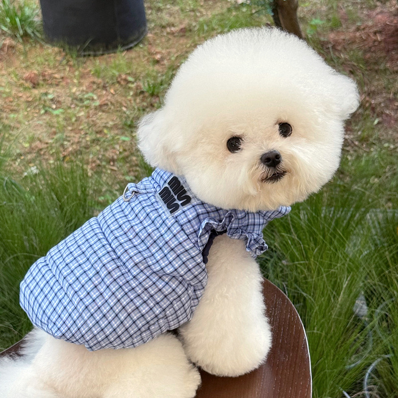 Zimska pamučna veste za male pse — Teddy, Bišon, Pomeranski, Yorkširski terijer i Pudla; casual stil; kompatibilno s uzicom