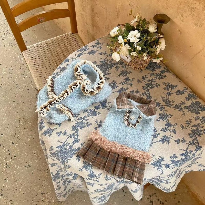 Jesensko-zimska odjeća za pse malih pasmina: Teddy/Pomeranac, topla flisom obložena pamukova suknja