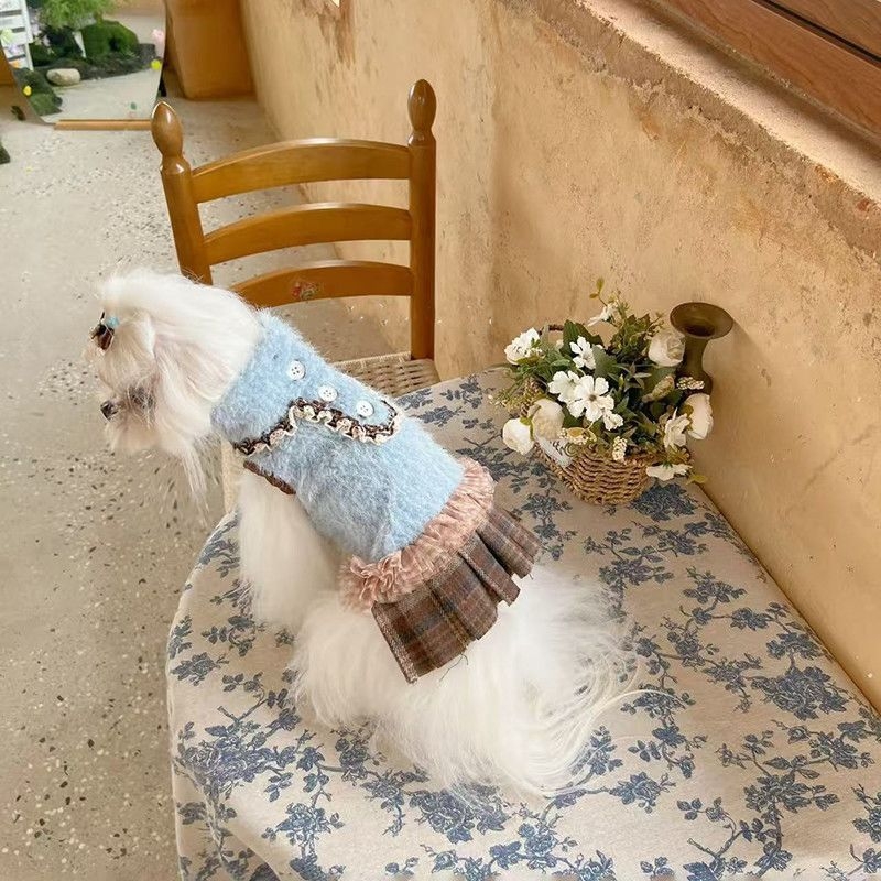 Jesensko-zimska odjeća za pse malih pasmina: Teddy/Pomeranac, topla flisom obložena pamukova suknja