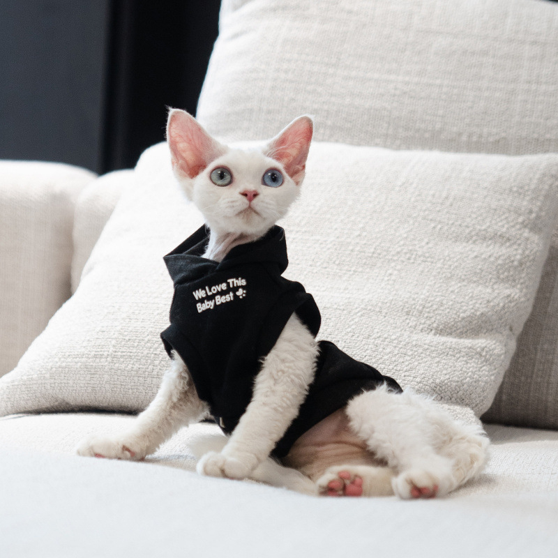 Kapuljačasta vest s plišanim podšitkom za bezdlaku mačku (Sphynx, Devon Rex)
