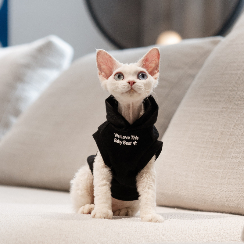 Kapuljačasta vest s plišanim podšitkom za bezdlaku mačku (Sphynx, Devon Rex)