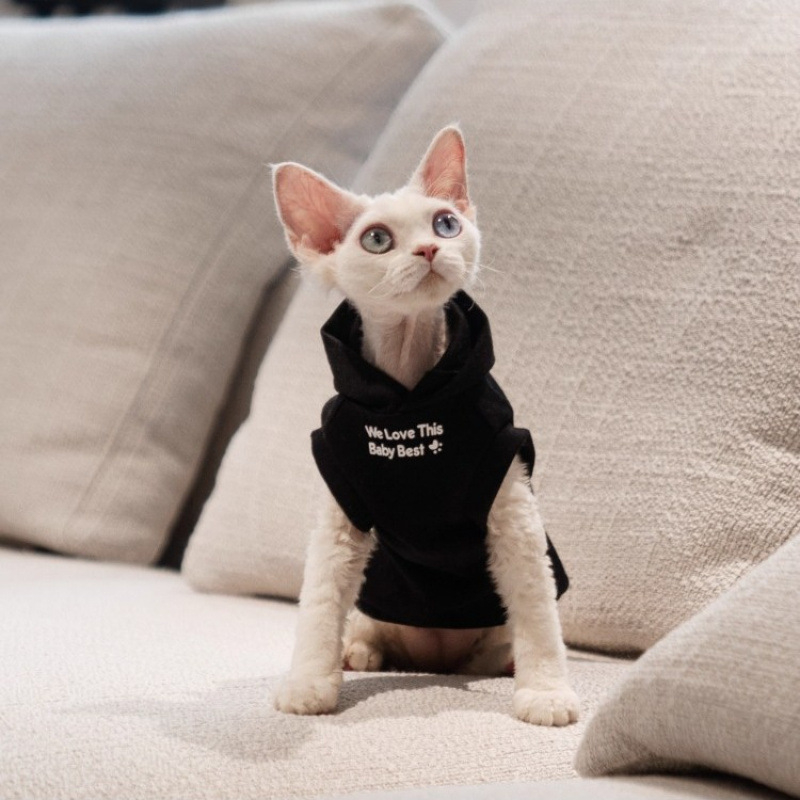 Kapuljačasta vest s plišanim podšitkom za bezdlaku mačku (Sphynx, Devon Rex)