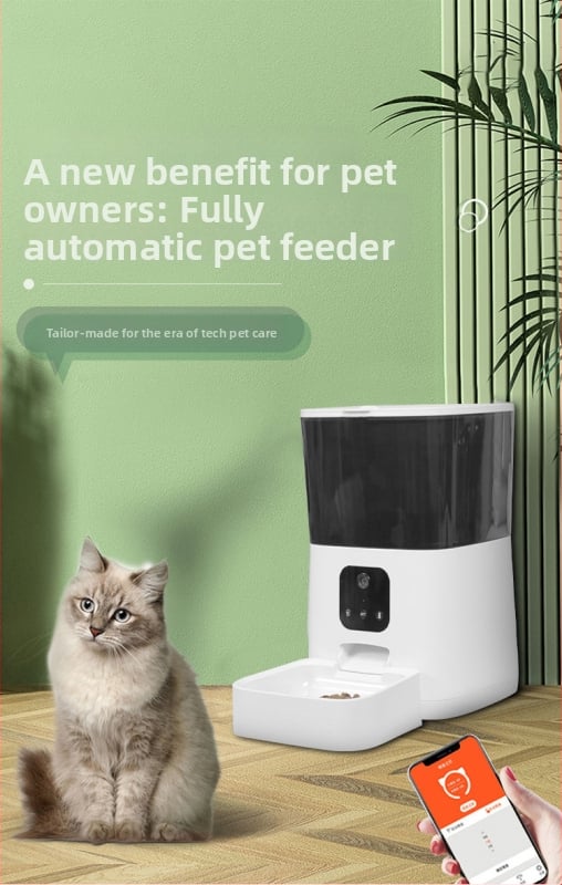 Hrănitor inteligent pentru animale de companie cu Bluetooth și comandă vocală, soluție ODM PCBA și funcționalitate a aplicației (Capacitate: 50000)