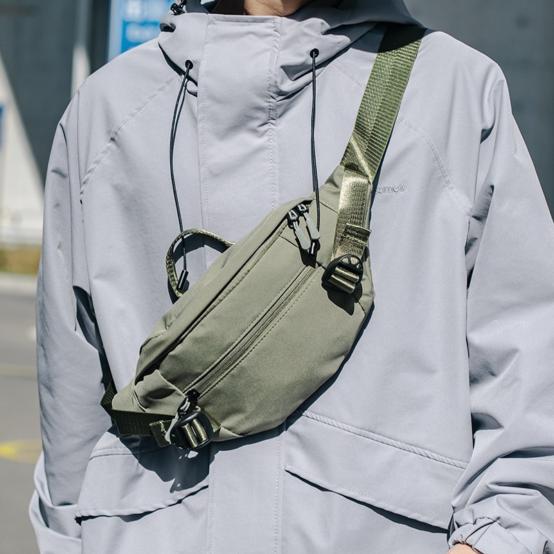 Muška prsna torba - ulični stil, najlon, podstava od poliestera, jednobojna, proljeće 2025