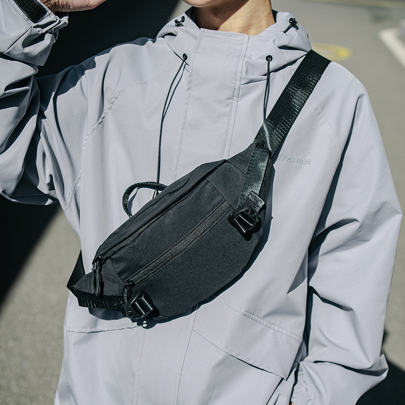 Muška prsna torba - ulični stil, najlon, podstava od poliestera, jednobojna, proljeće 2025