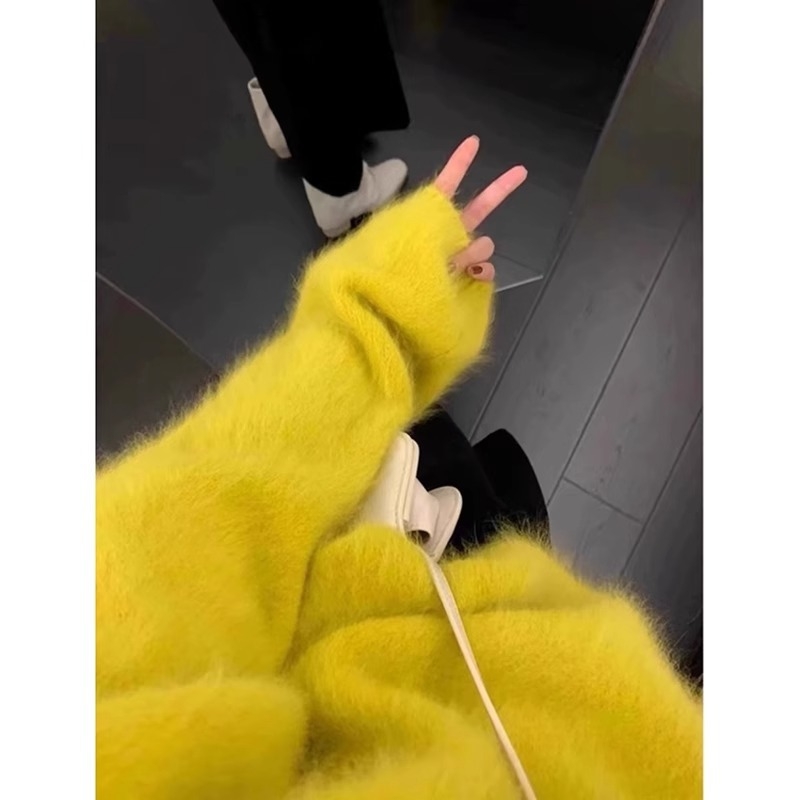 Ženski pleteni pulover s ljubičastom Mink Velvet teksturom, okrugli izrez, širok kroj, za jesen i zimu