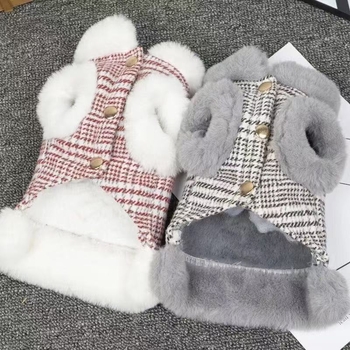 Topla vestica za mačke i pse, jesen-zima, s mogućnošću pričvršćivanja uz povodac, za male pasmine (Toy Poodle, Bichon Frisé, Pomeranian)