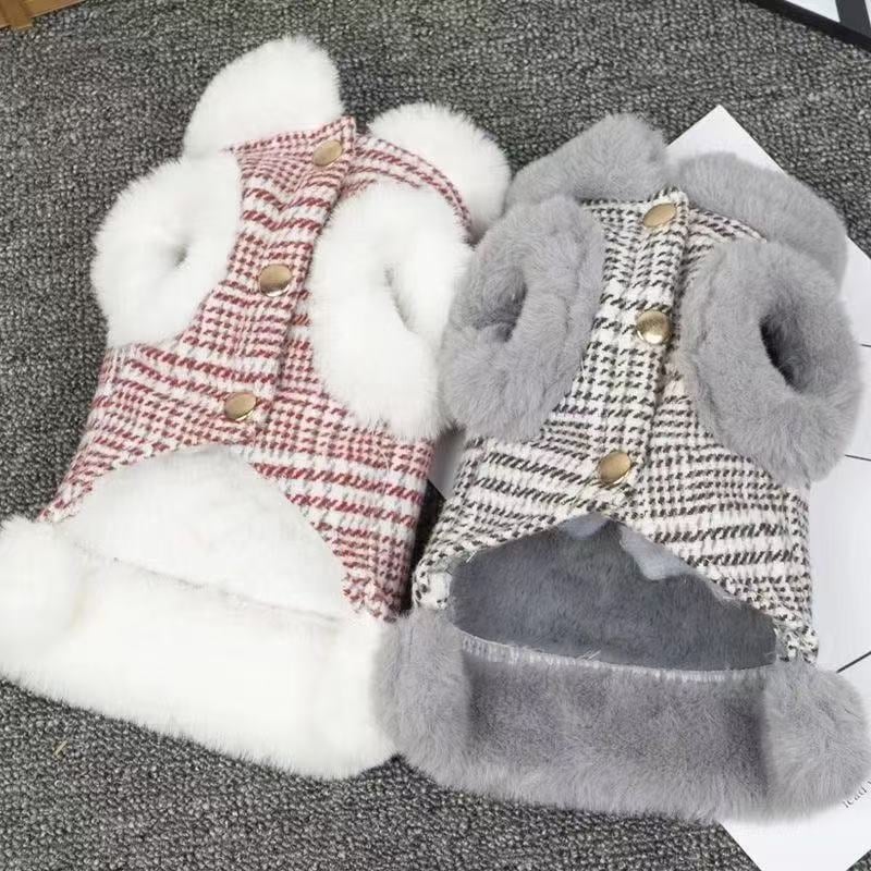 Topla vestica za mačke i pse, jesen-zima, s mogućnošću pričvršćivanja uz povodac, za male pasmine (Toy Poodle, Bichon Frisé, Pomeranian)