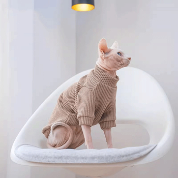 Pleten pulover za mačke bez dlake (Sphynx/Devon Rex) - elastičan, otporan na vlagu, udoban i mekan