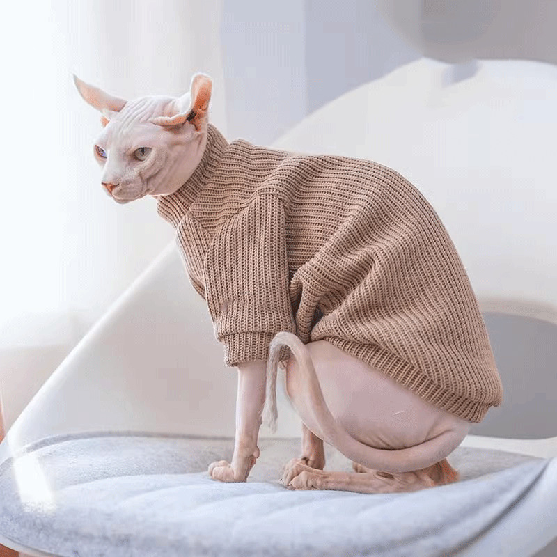 Pleten pulover za mačke bez dlake (Sphynx/Devon Rex) - elastičan, otporan na vlagu, udoban i mekan