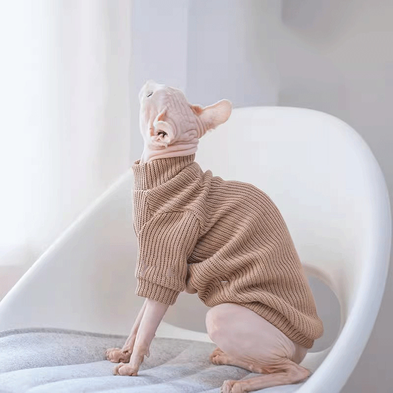 Pleten pulover za mačke bez dlake (Sphynx/Devon Rex) - elastičan, otporan na vlagu, udoban i mekan