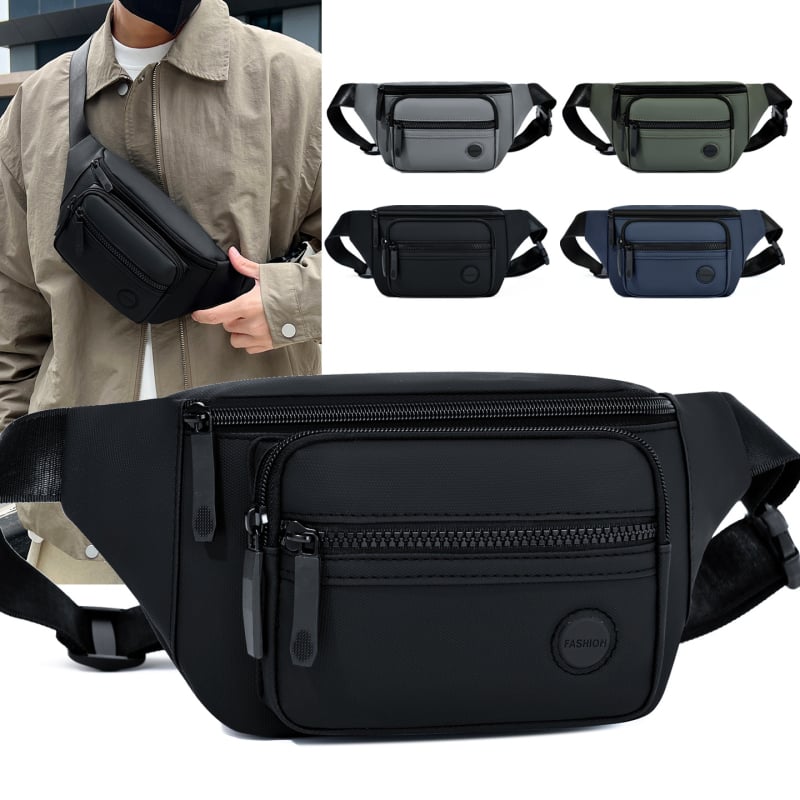 Muška pojasna torba za sport i outdoor aktivnosti, crossbody stil, velika kapaciteta (Oxford tkanina; vodootporna; ultra lagana; otporna na habanje; podstava od poliestera)