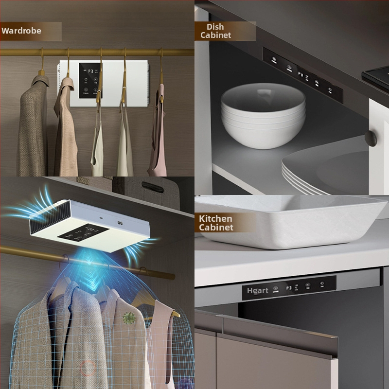 Συσκευή φροντίδας γκαρνταρόμπας και ντουλαπιού παπουτσιών με απολύμανση, αντιμετώπιση ακάρεων και οσμών; λειτουργεί με αρνητικά ιόντα, πλάσμα και όζον; χαμηλός θόρυβος κάτω από 36 dB; ροή αέρα 50 m3/h; επιτοίχια, τροφοδοσία από πρίζα.