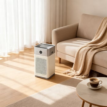 Καθαριστής αέρα για αφαίρεση φορμαλδεΰδης, τεχνολογία αρνητικών ιόντων, ροή αέρα 151–300 m³/ώρα, επιτραπέζια σχεδίαση, κατάλληλος για χώρους 61 m² και άνω